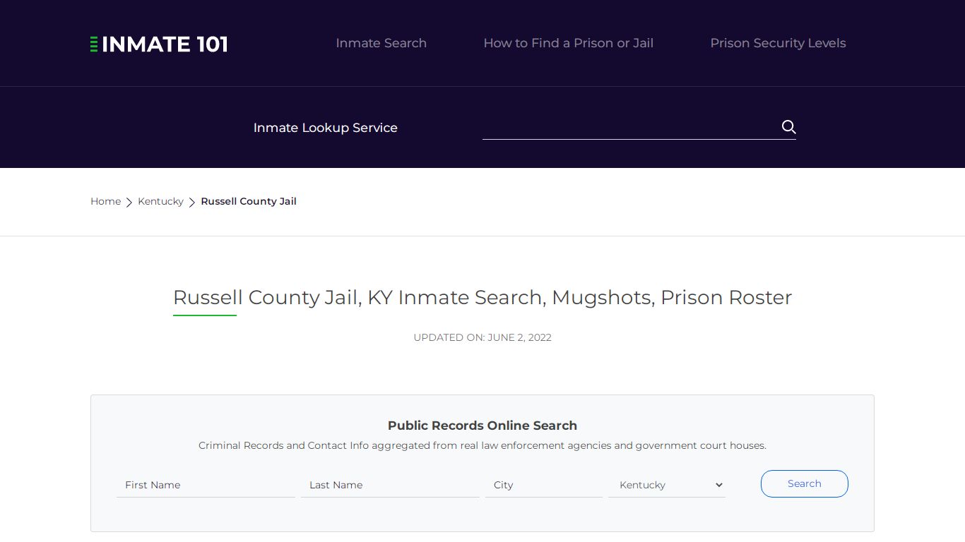 Russell County Jail, KY Inmate Search, Mugshots, Prison ...